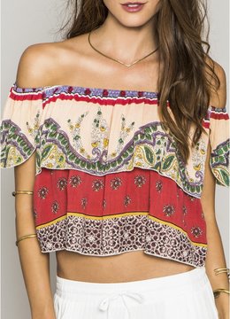 ONEILL DALLAS WOVEN COLD SHOULDER TOP