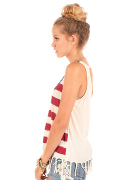 OTHERS FOLLOW ALLEGIANCE FRINGE TANK clothing tops