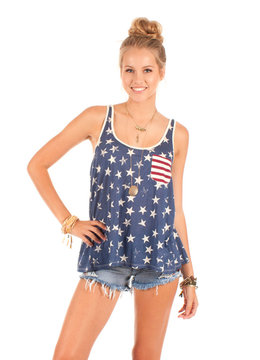 OTHERS FOLLOW BE FREE FLAG PRINT TANK clothing tops