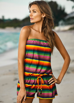 PILY Q MAYA STRIPE LAGUNA ROMPER