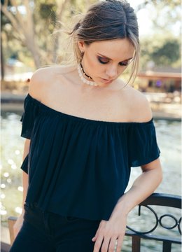 SAGE THE LABEL FLORAL OFF SHOULDER TOP