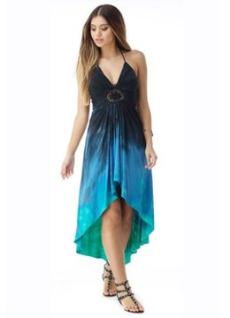 SKY COLLECTION QETURAH TIE DYE HI LOW DRESS