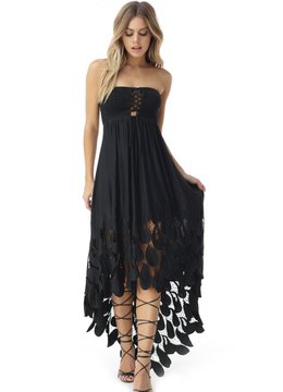 SKY COLLECTION RAKEL TUBE HI LOW LEAF DRESS