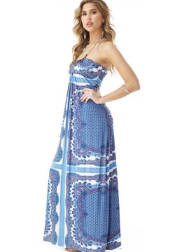 SKY COLLECTION VENESSA EMBELLISHED PRINTED MAXI DRESS clothing dresses