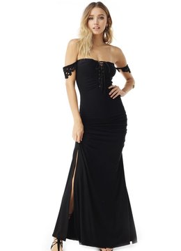 SKY COLLECTION WARNER LACE CAP SLEEVE MAXI DRESS clothing dresses