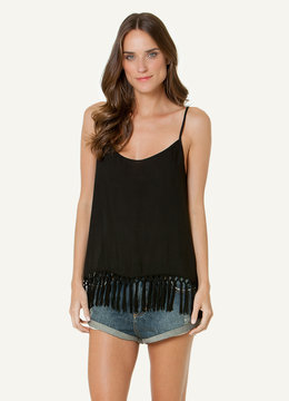 SOFIA BY VIX SOLID FRINGE BLOUSE