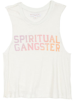 SPIRITUAL GANGSTER SG VARSITY TROPICAL CROP TOP