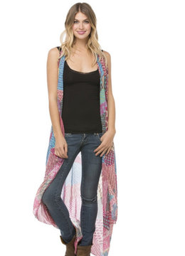 SUBTLE LUXURY PATCHWORK TRIBAL VEST clothing tops