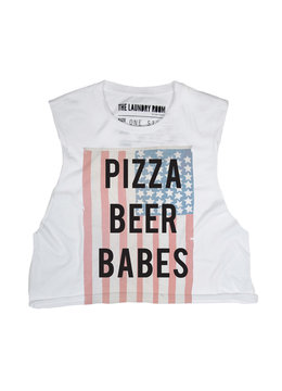 THE LAUNDRY ROOM PIZZA BABES BEER CROP TOP clothing tops